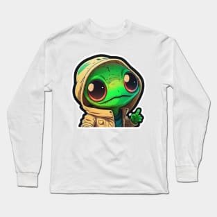 Cool Alien with a Hooded Pullover design #16 Long Sleeve T-Shirt